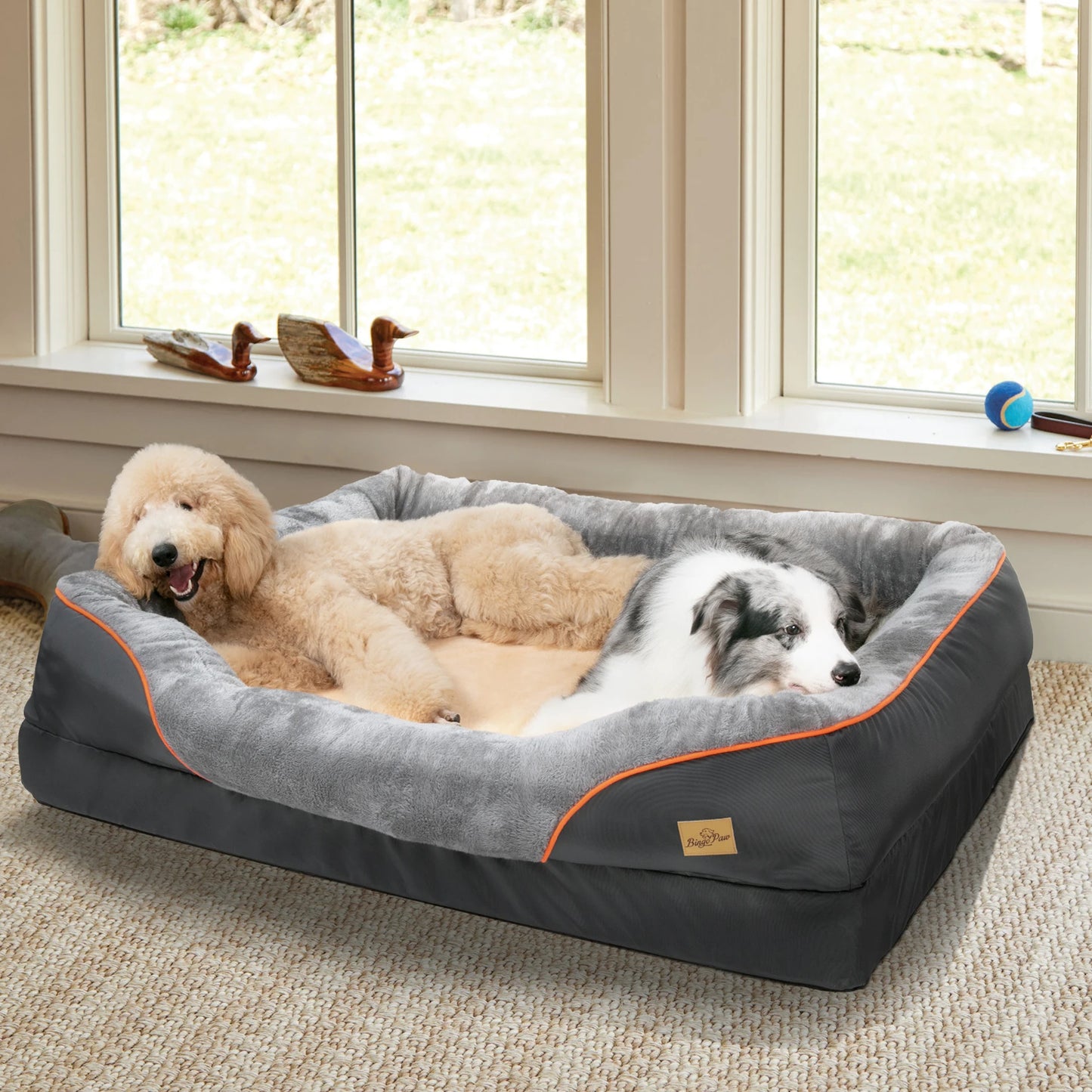 BINGOPAW Large Dog Bed With Removable Washable Cover Anti Allergy