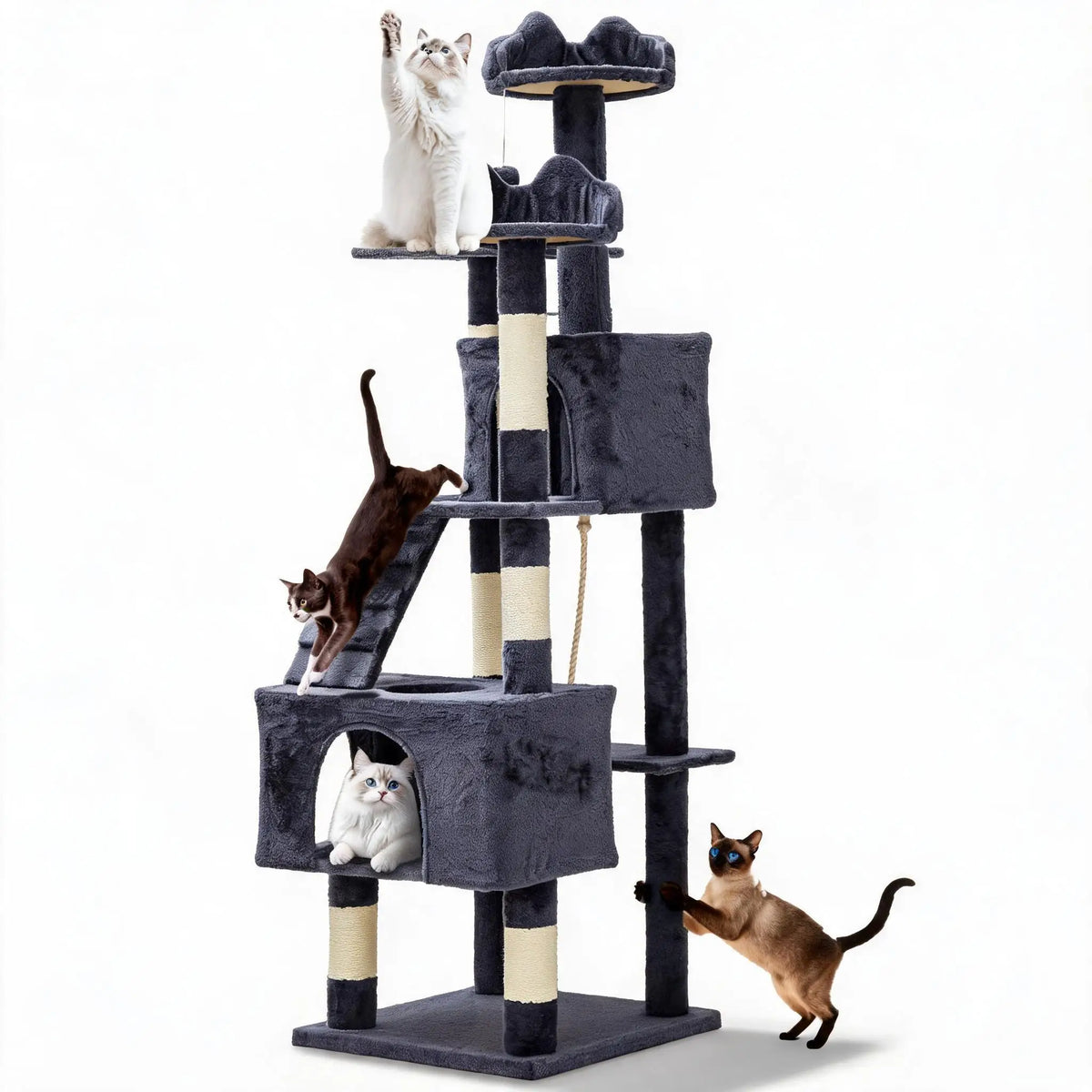 Sturdy Cat Tree With Sisal Scratching Posts And Condos