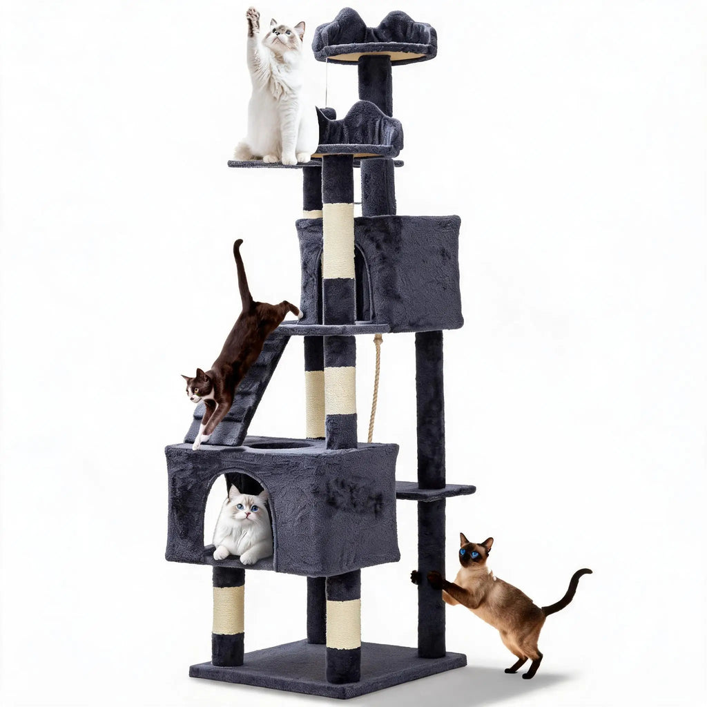 Multi-Level Cat Tree with Sisal Scratching Posts, Condos and Perches Pet and Home Outlet