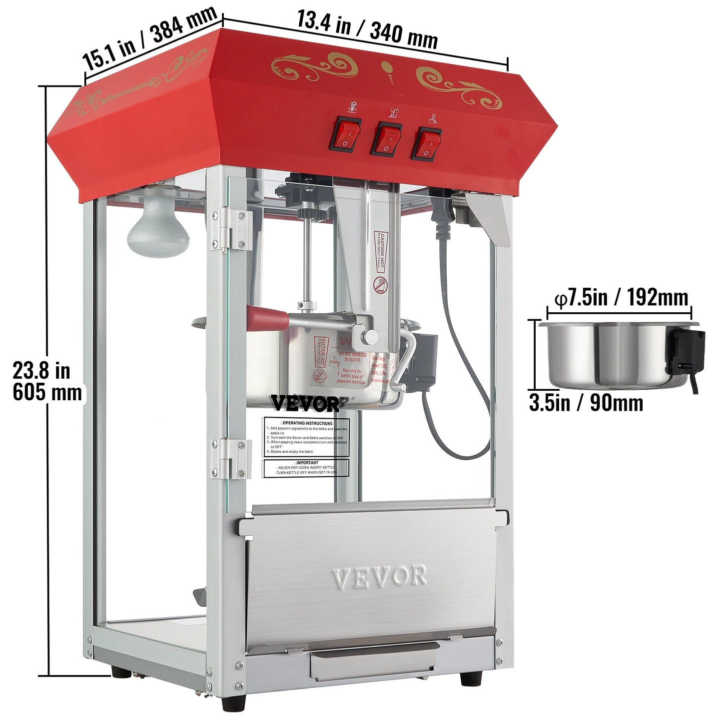 SucceBuy Commercial Popcorn Maker 500W Electric Popper Machine