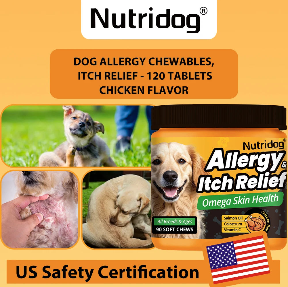 Nutridog Skin, Coat and Probiotic Chews for Dogs, 90 Count Pet and Home Outlet