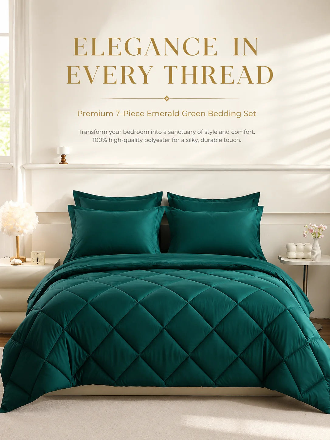 easYum 7-Piece Bedding Set Comforter Flat And Fitted Sheets