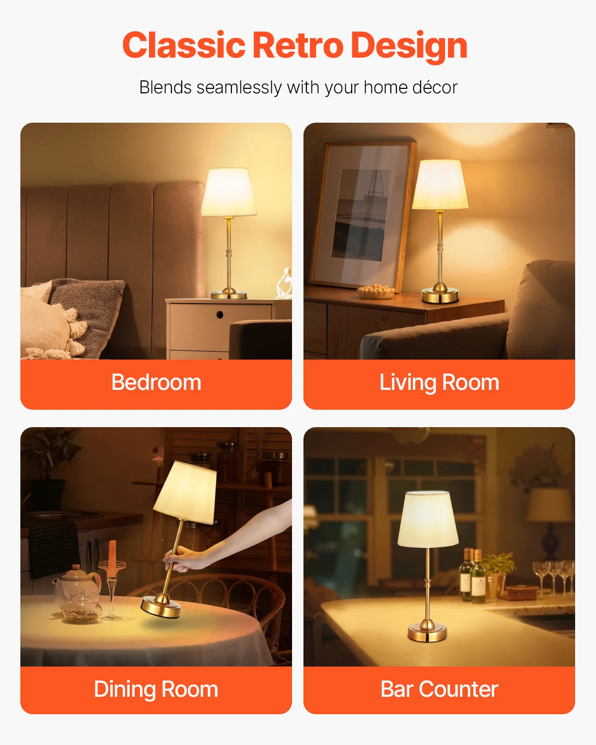 SucceBuy Cordless Table Lamp With 5200mAh Battery 3 Brightness Levels