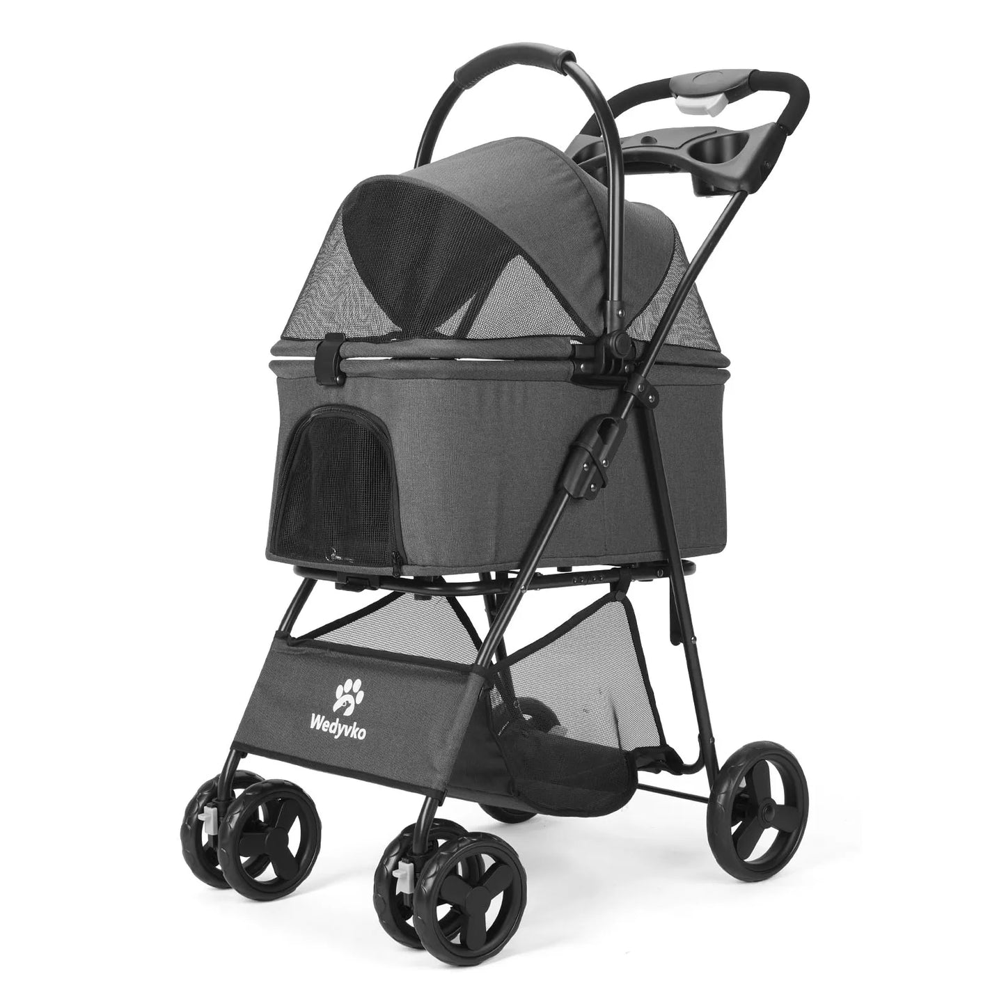 Pet Stroller With Removable Carrier For Dogs And Cats