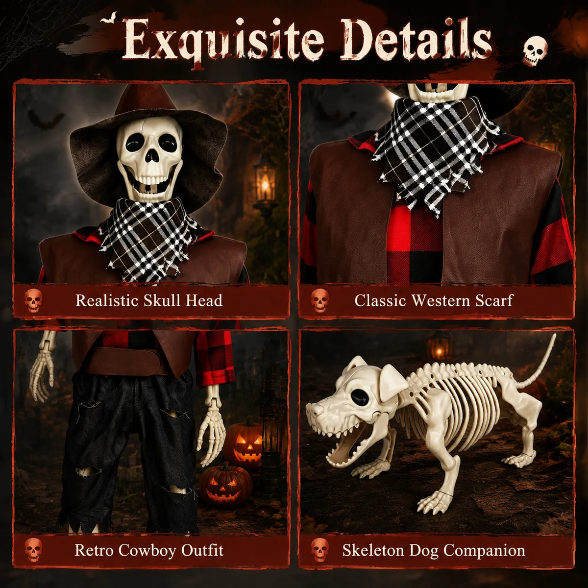 Posable Skeleton And Dog Halloween