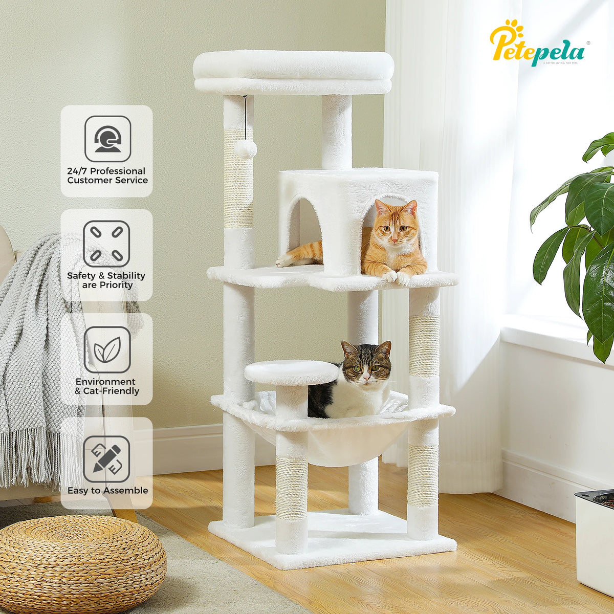 Petepela 5-Level Metal Frame Cat Tower With Large Hammock