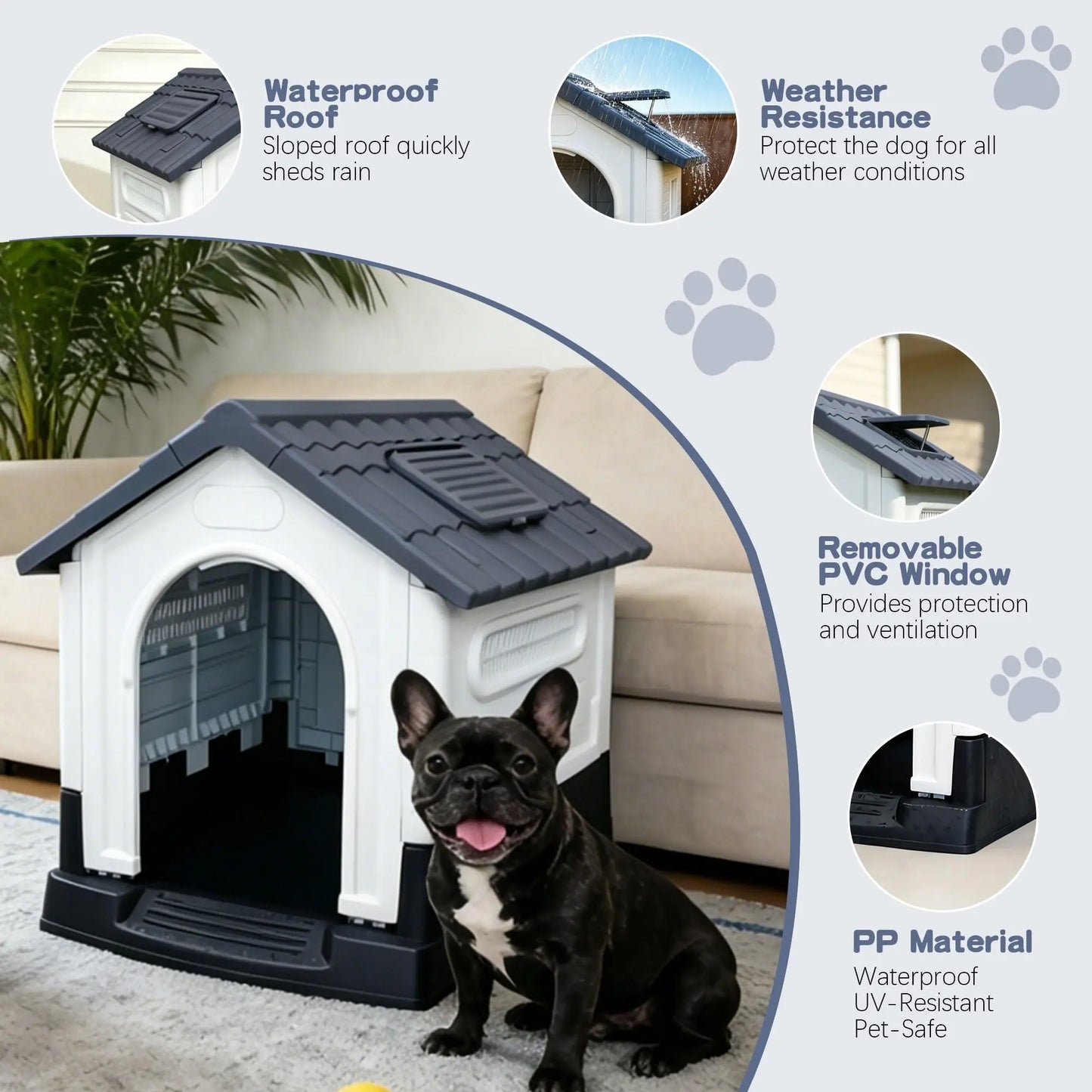 DishyKooker Waterproof Outdoor Dog House With Ventilation