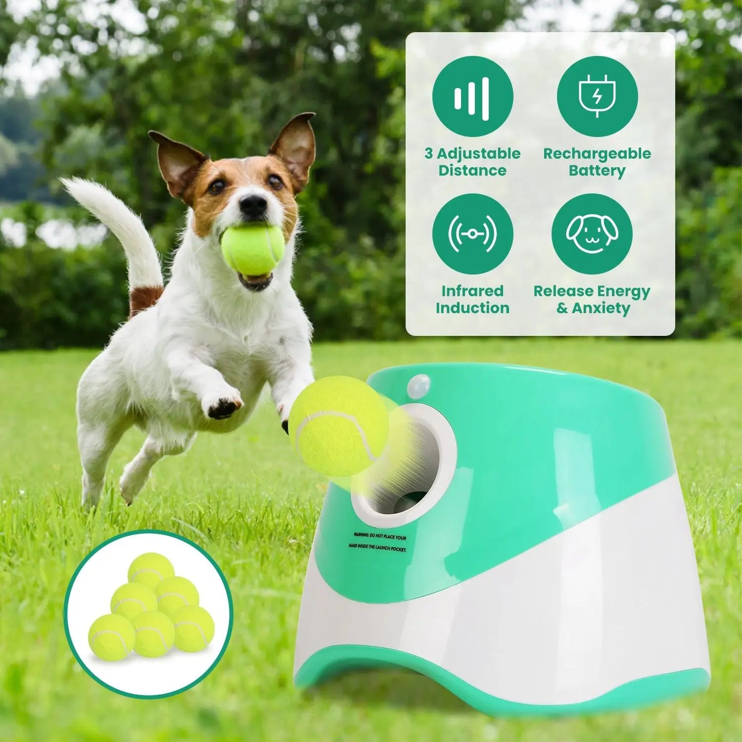 Automatic Rechargeable Dog Ball Launcher With Three Adjustable Distance Options