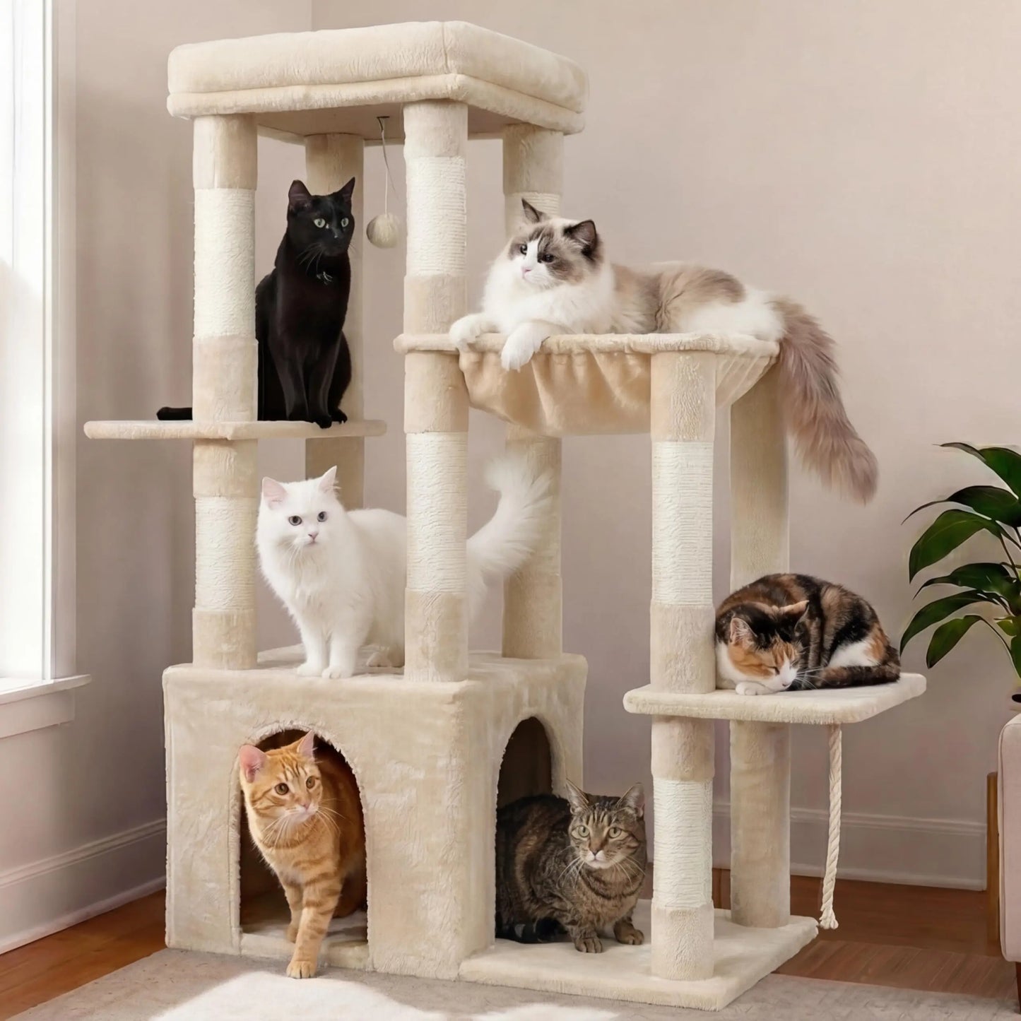 XIUWO Cat Tree Tower For Indoor Cats Multi Level Stability