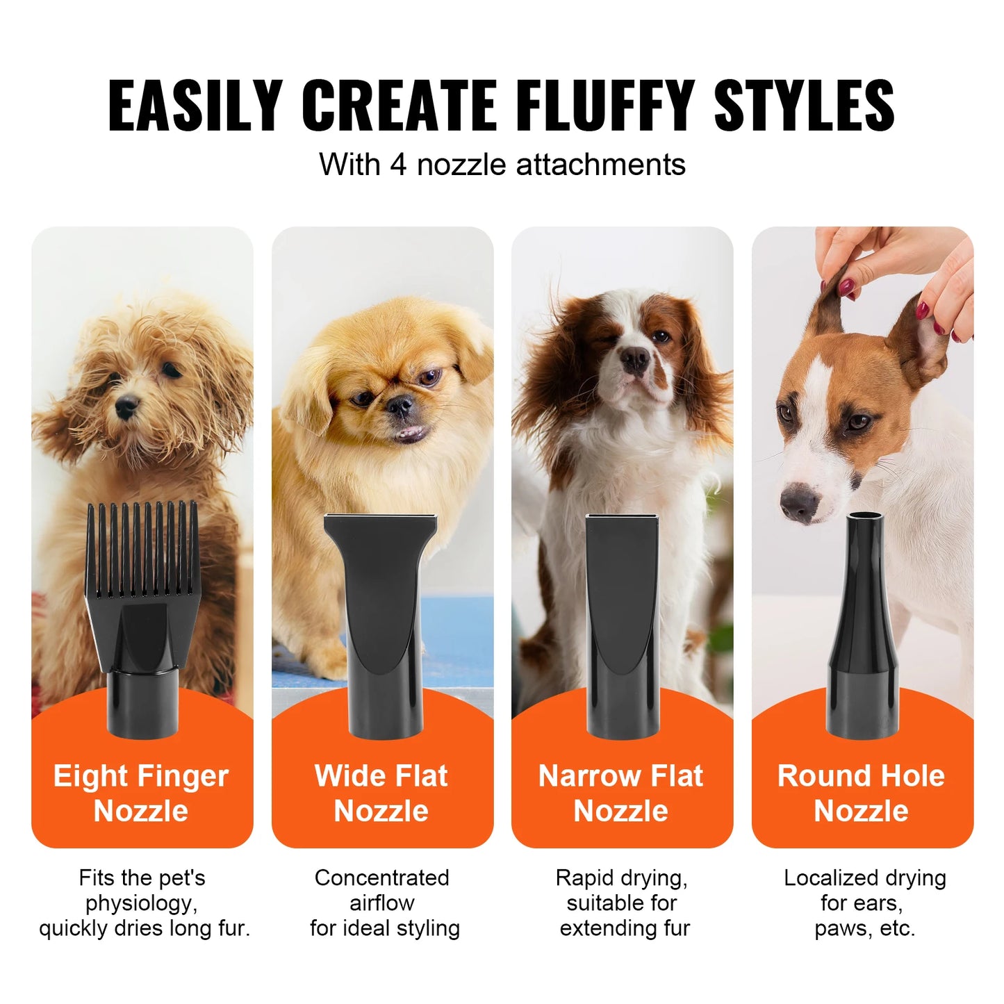 SucceBuy Dog Hair Dryer With Adjustable Speed Four Nozzles