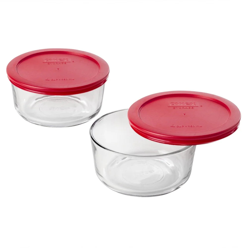Glass Bowl Set 4 Cup BPA Free Lids Dishwasher Safe