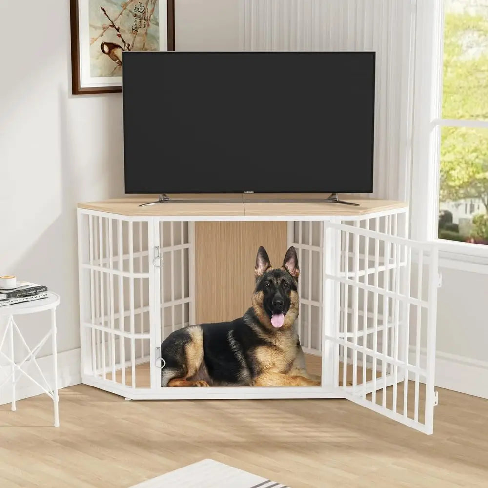 52-Inch Furniture-Style Dog Crate End Table with Double Latches Pet and Home Outlet