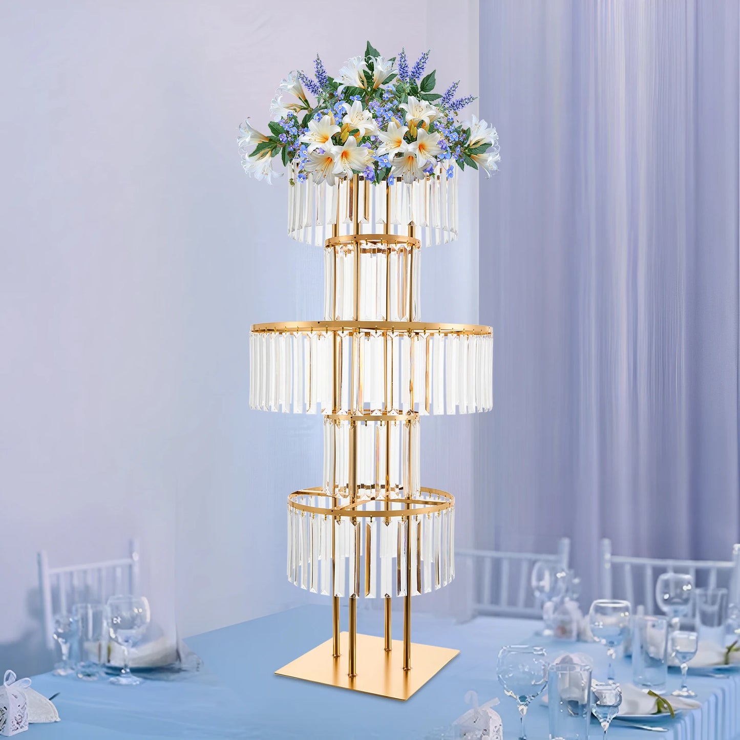 5 Tier Wedding Flower Stand Acrylic Crystal Centerpiece Display Rack