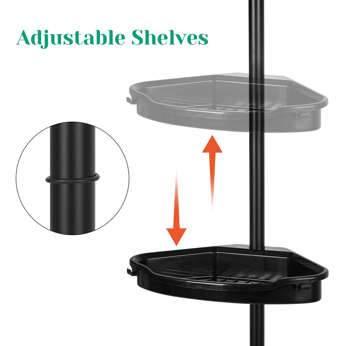 HiMISS Corner Shower Caddy With Adjustable Tension Pole Bathroom Organizer