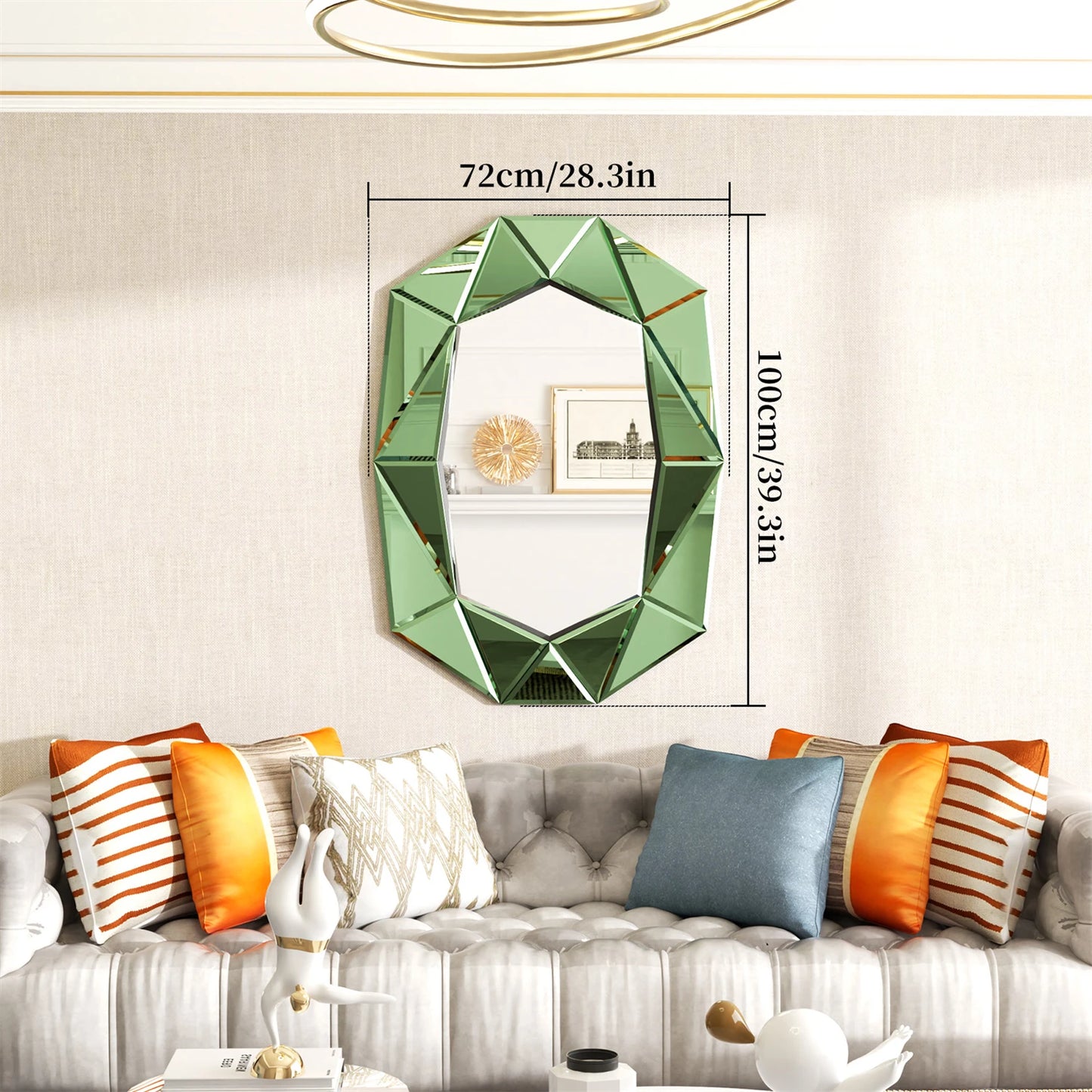 Asymmetrical Venetian Glass Inlay Wall Mirror Decorative Accent