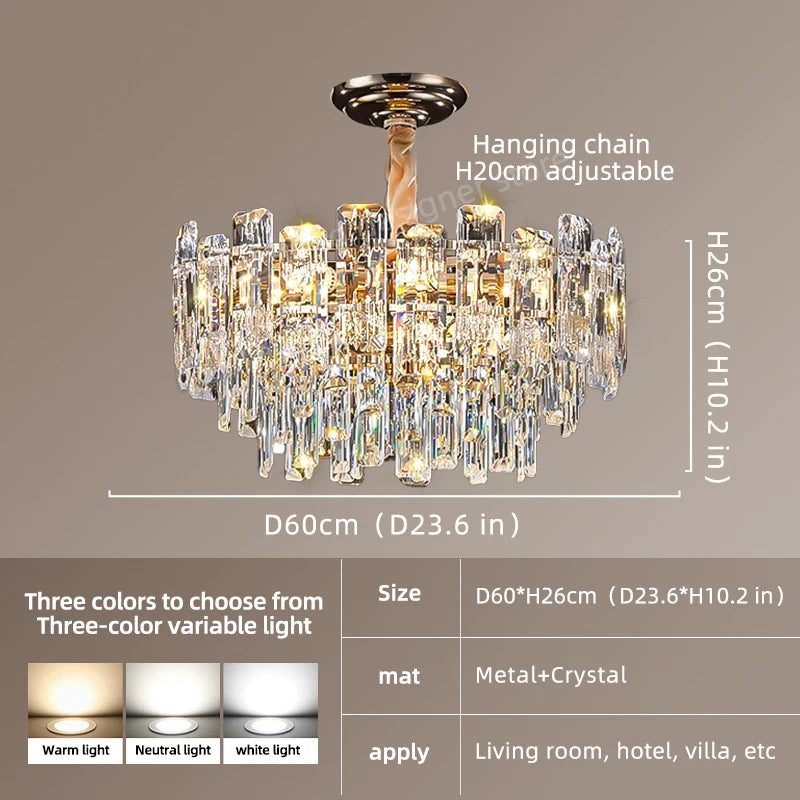 Yingxuan Loft Pendant Crystal Chandelier For Dining Room Lighting