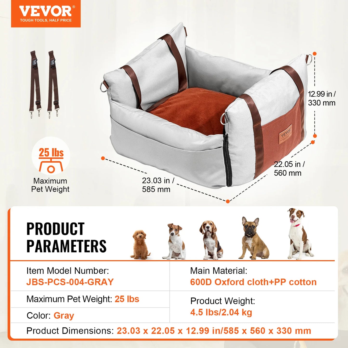 SucceBuy Waterproof Dog Car Booster Seat With Safety Leash For Medium Large Dogs