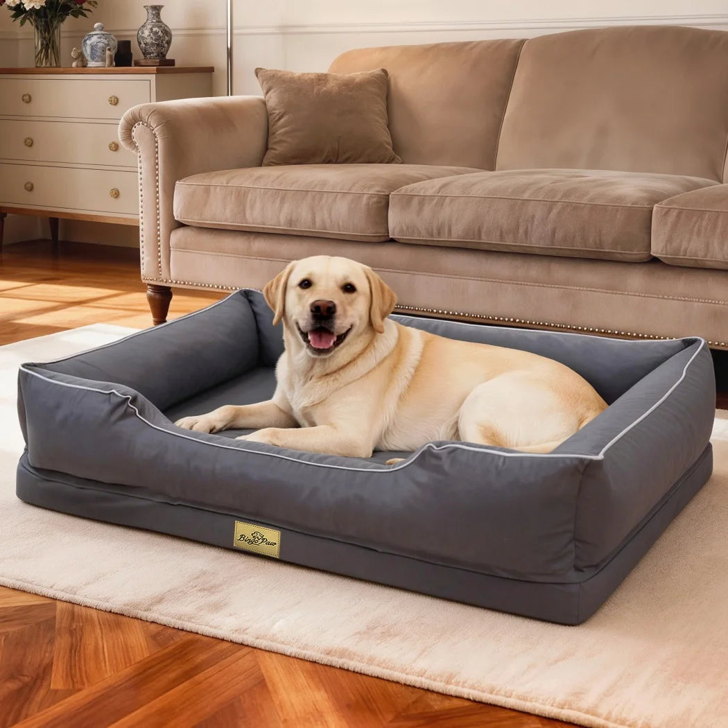 Borwart Flat-Foam Bolster Dog Bed with Waterproof Liner Pet and Home Outlet