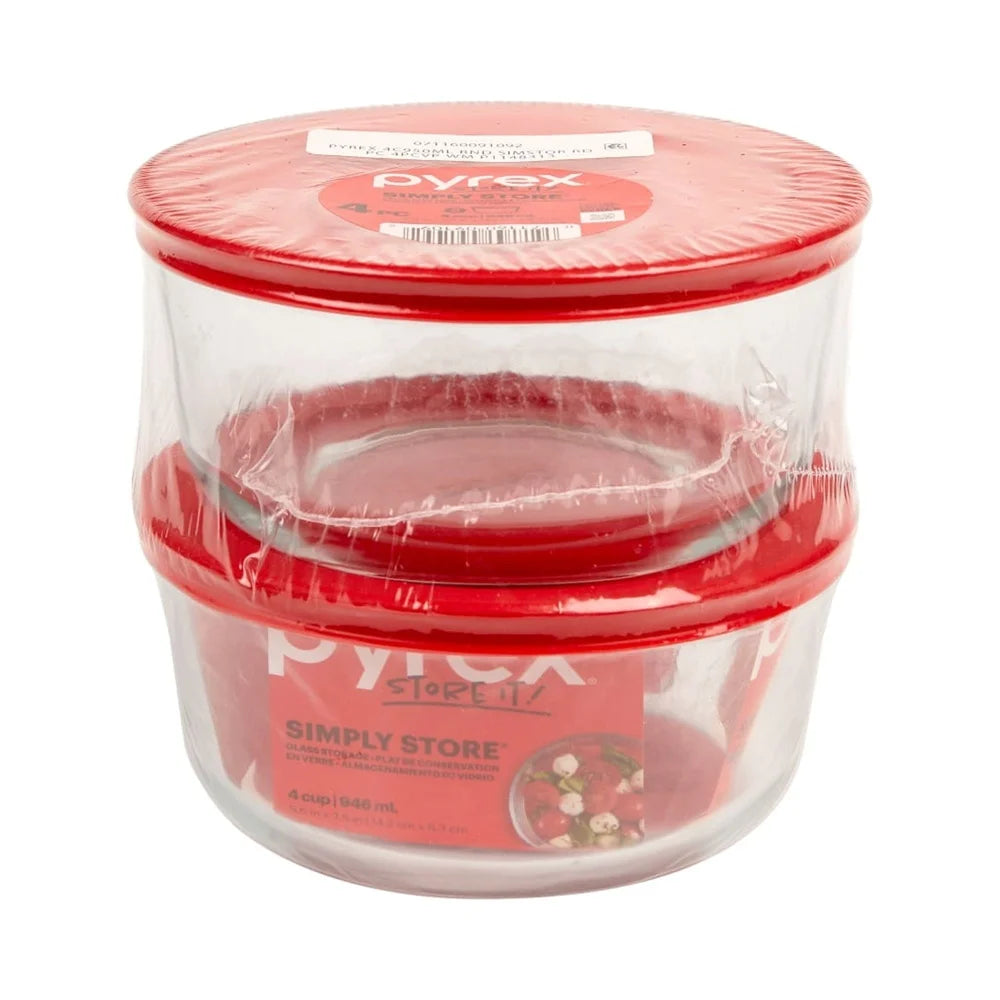 Glass Bowl Set 4 Cup BPA Free Lids Dishwasher Safe