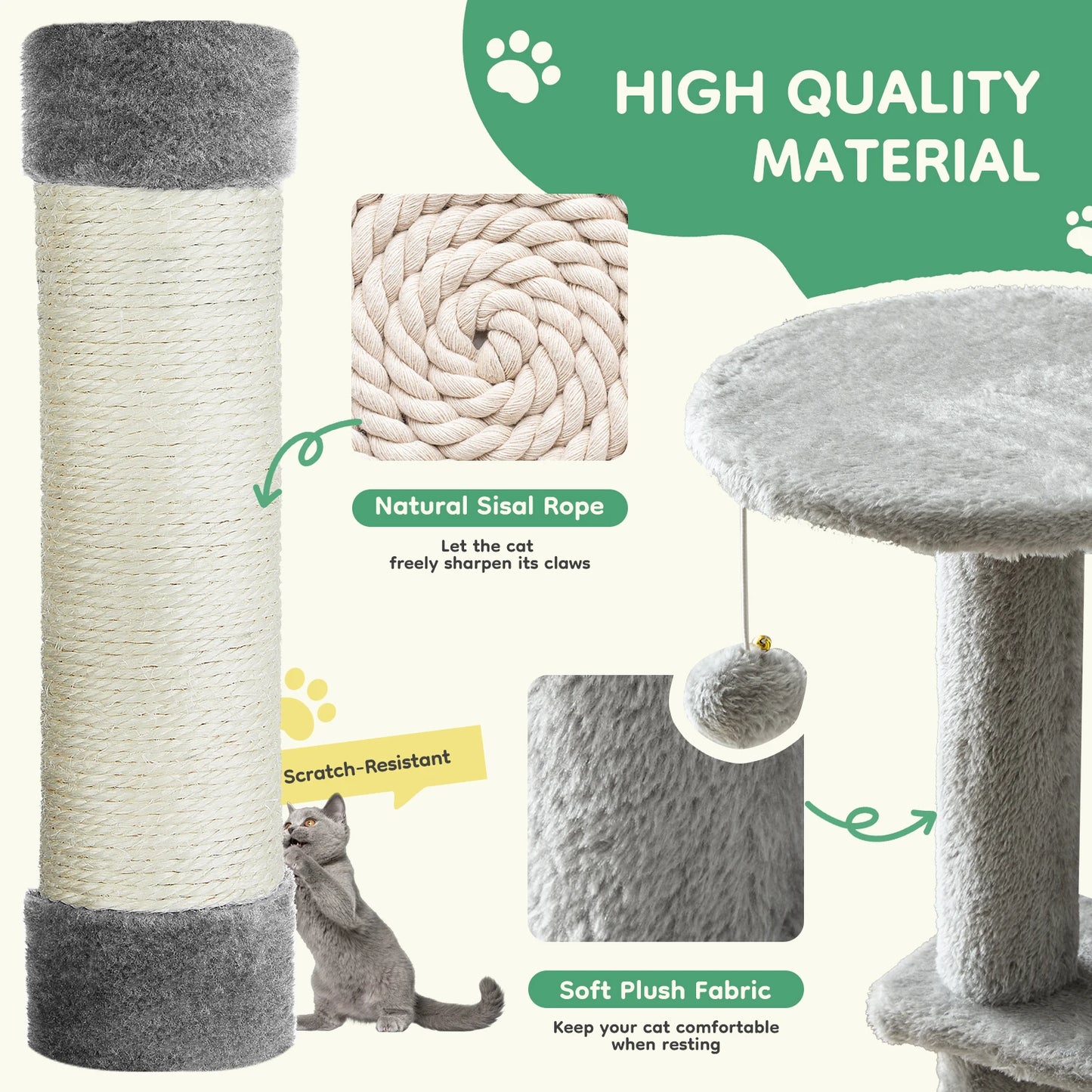 JHK Cat Tree Tall Multi Cat Climbing Tower Indoor Cat