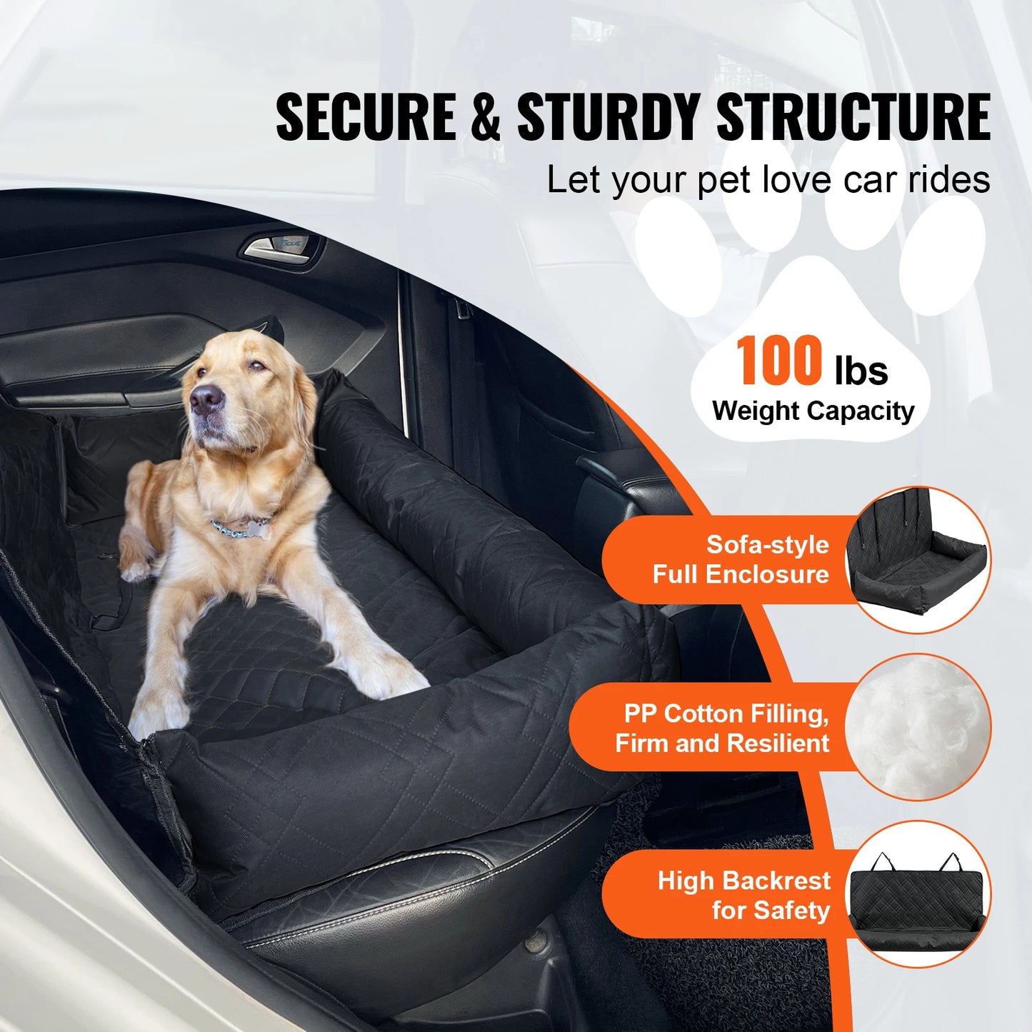 SucceBuy Waterproof Dog Car Booster Seat With Safety Leash For Medium Large Dogs