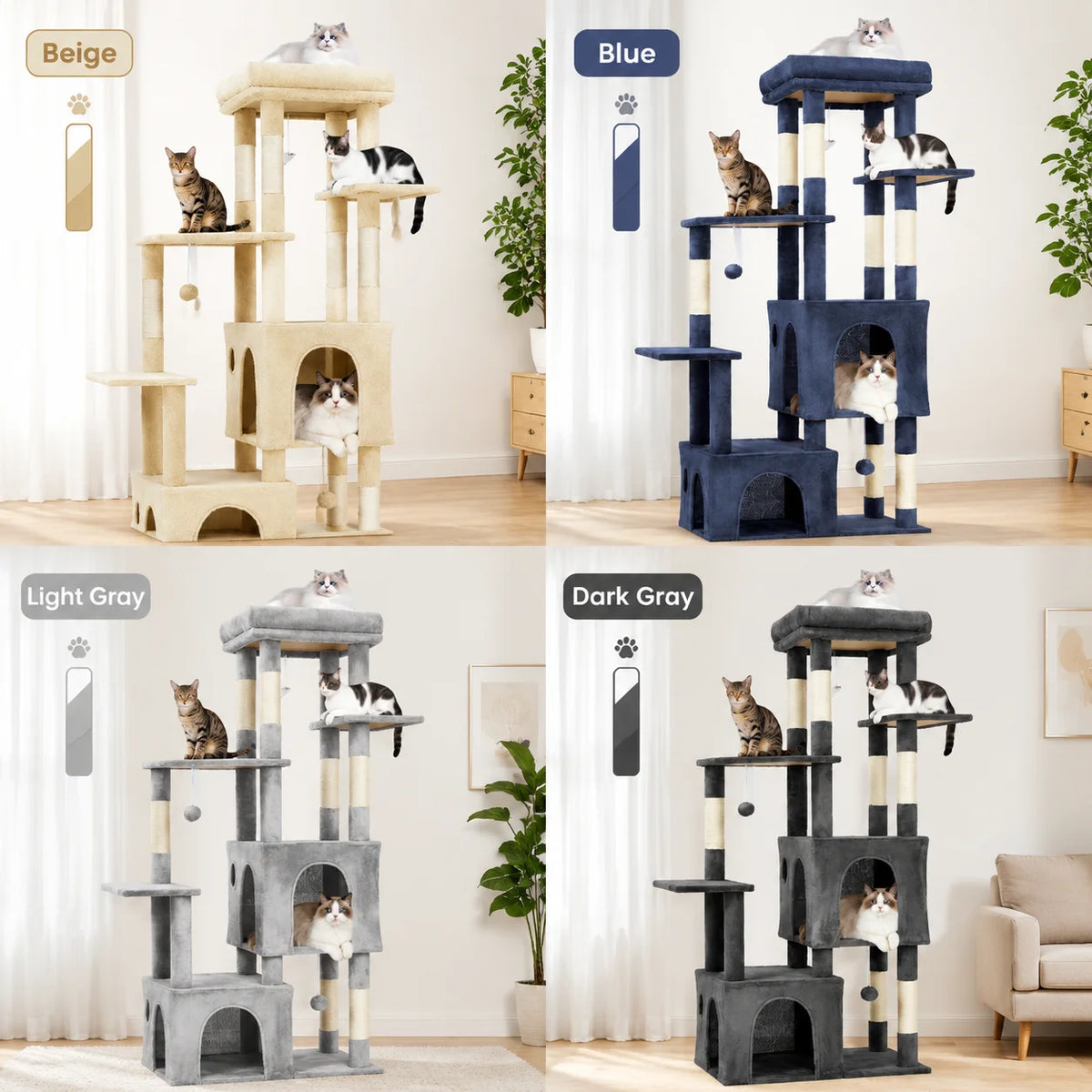 Multi Level Cat Tree With Scratching Posts And Cat Condos