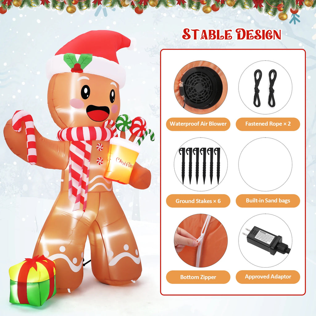LED Lit Inflatable Gingerbread Man