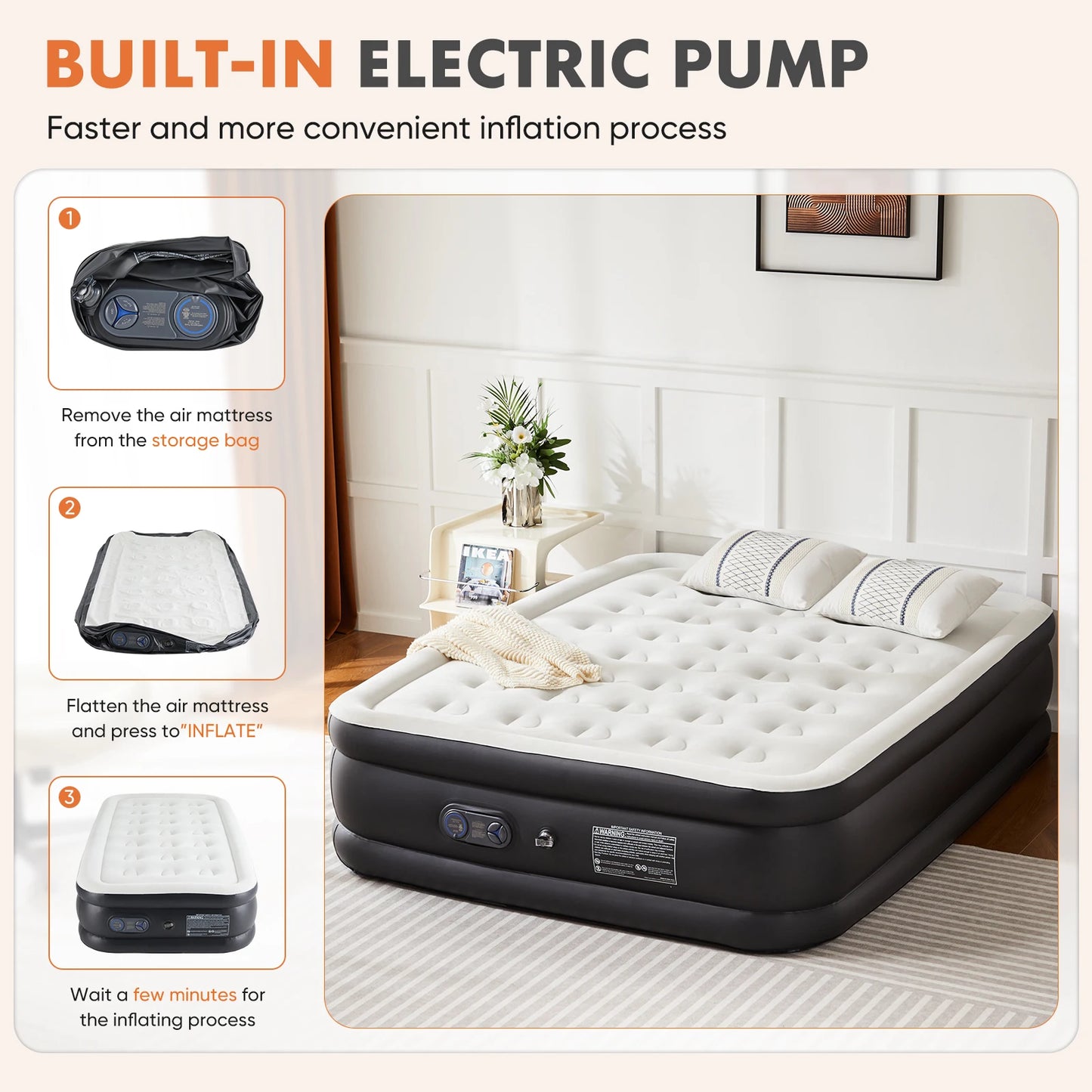 JHK Air Mattress Non Slip Bottom With 660 Lb Capacity