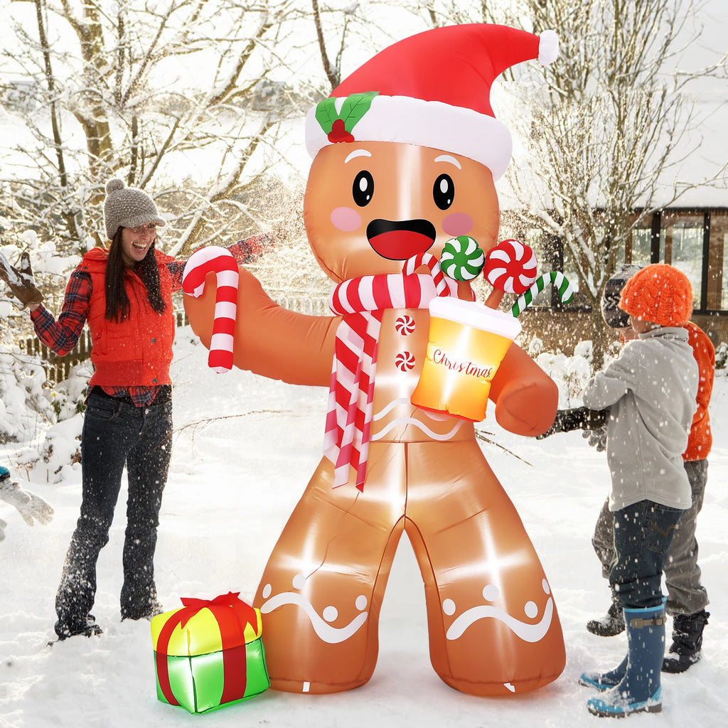 LED Lit Inflatable Gingerbread Man