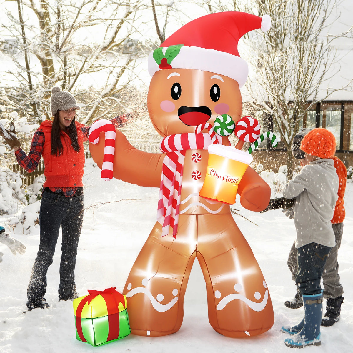 LED Lit Inflatable Gingerbread Man