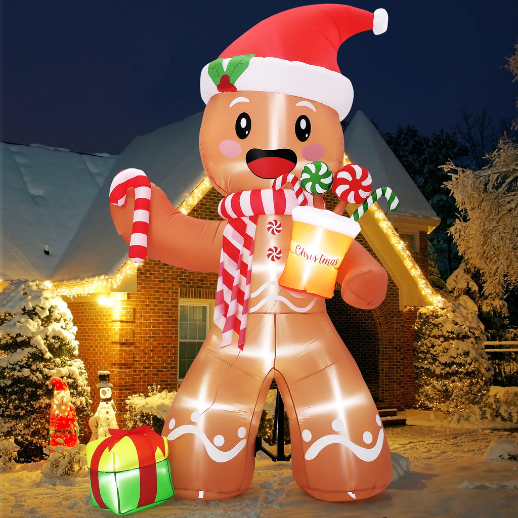 LED Lit Inflatable Gingerbread Man