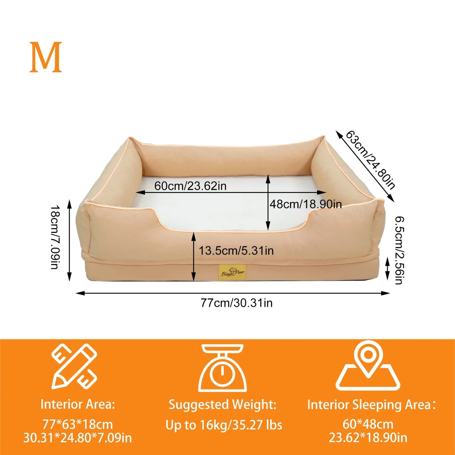 BINGOPAW Orthopedic Oxford Dog Bed With Waterproof Lining And Removable Cover