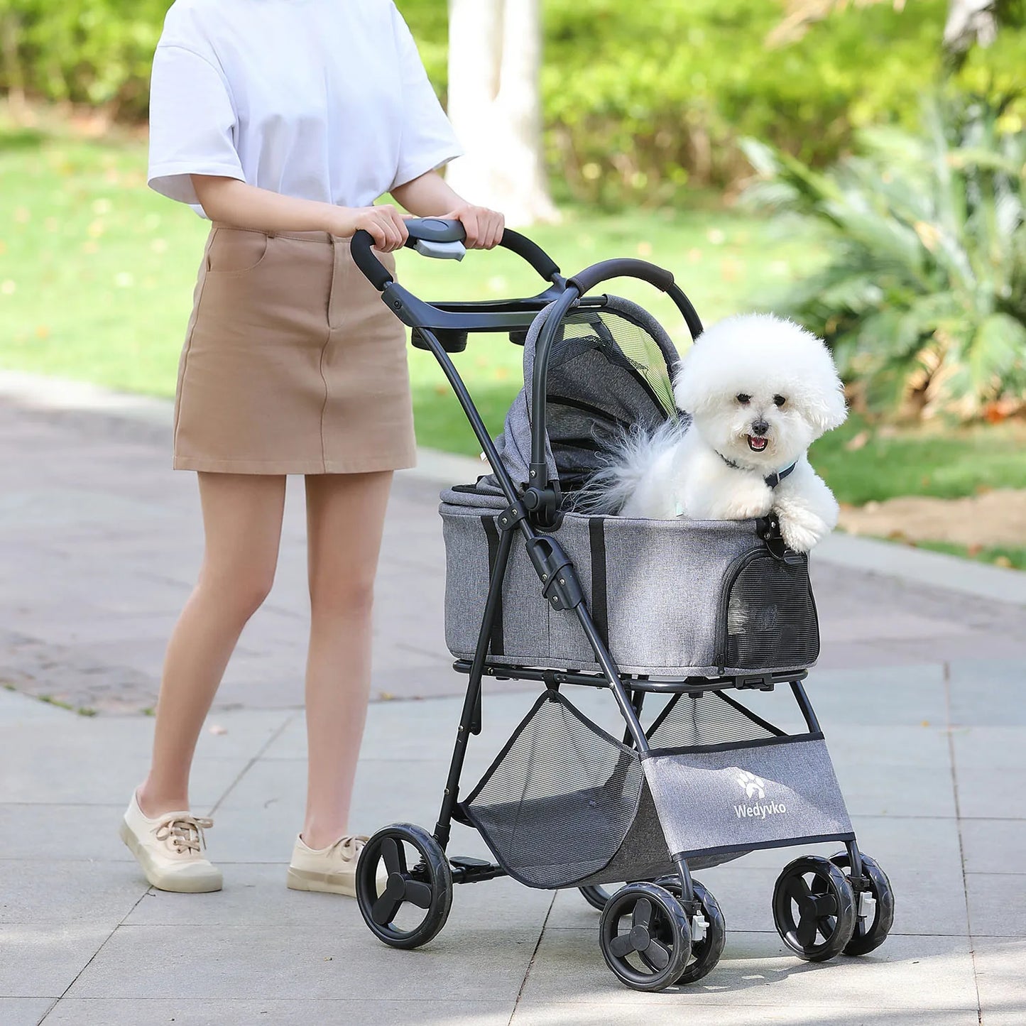 Pet Stroller With Removable Carrier For Dogs And Cats