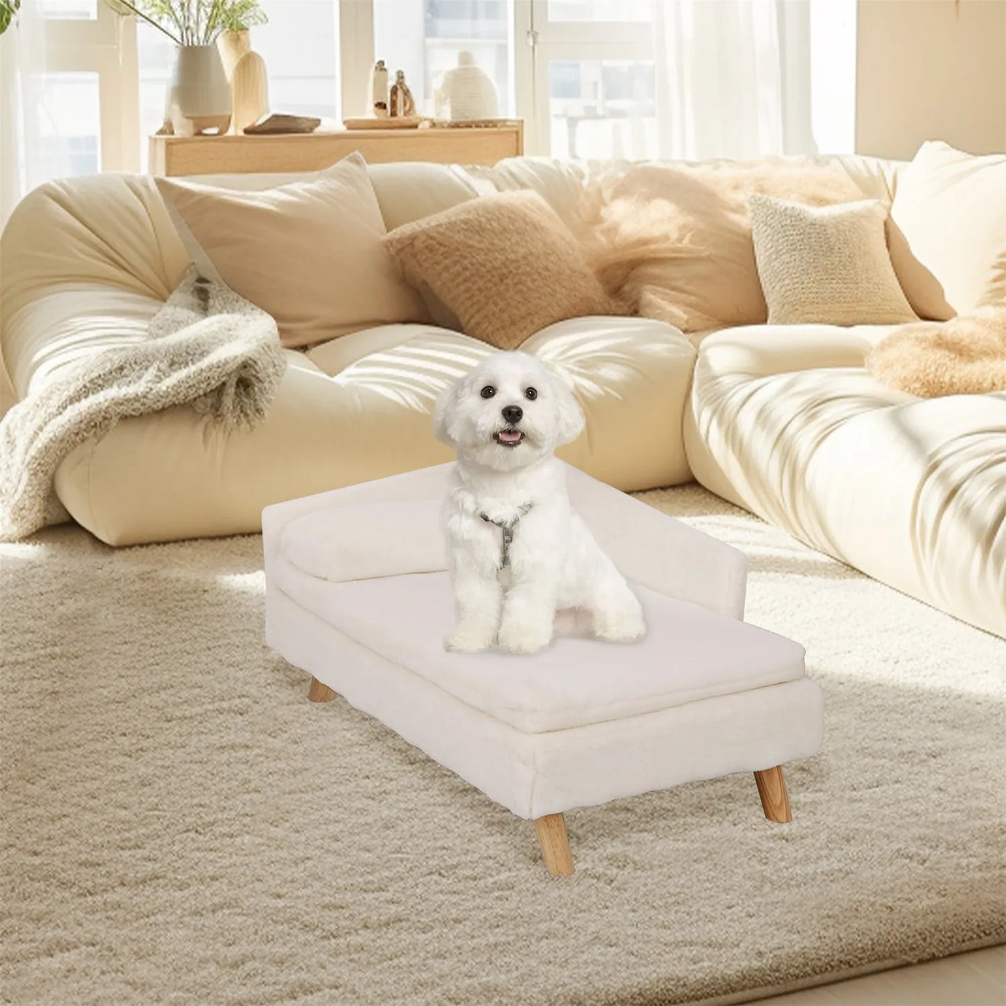 BINGOPAW Nordic Elevated Pet Bed With Cozy Pad And Waterproof Fabric