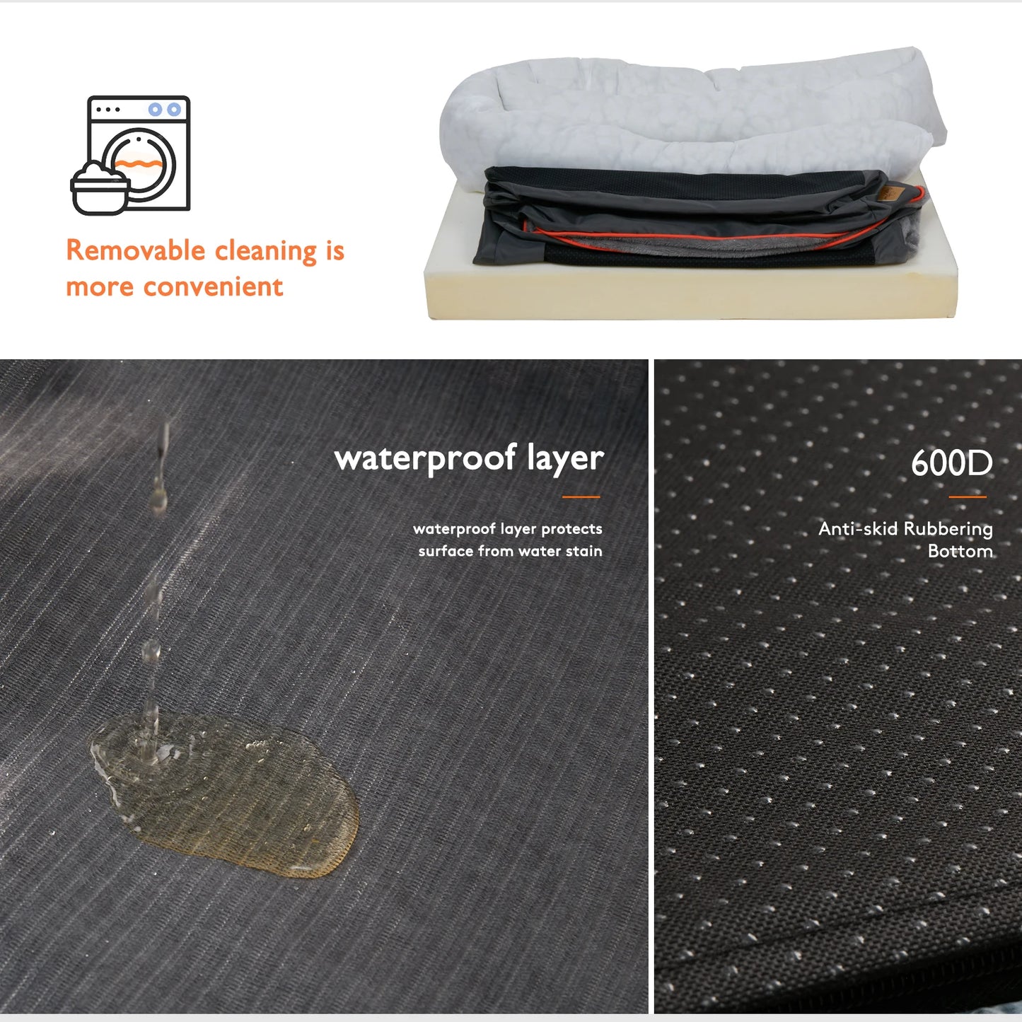 BINGOPAW Large Dog Bed With Removable Washable Cover Anti Allergy