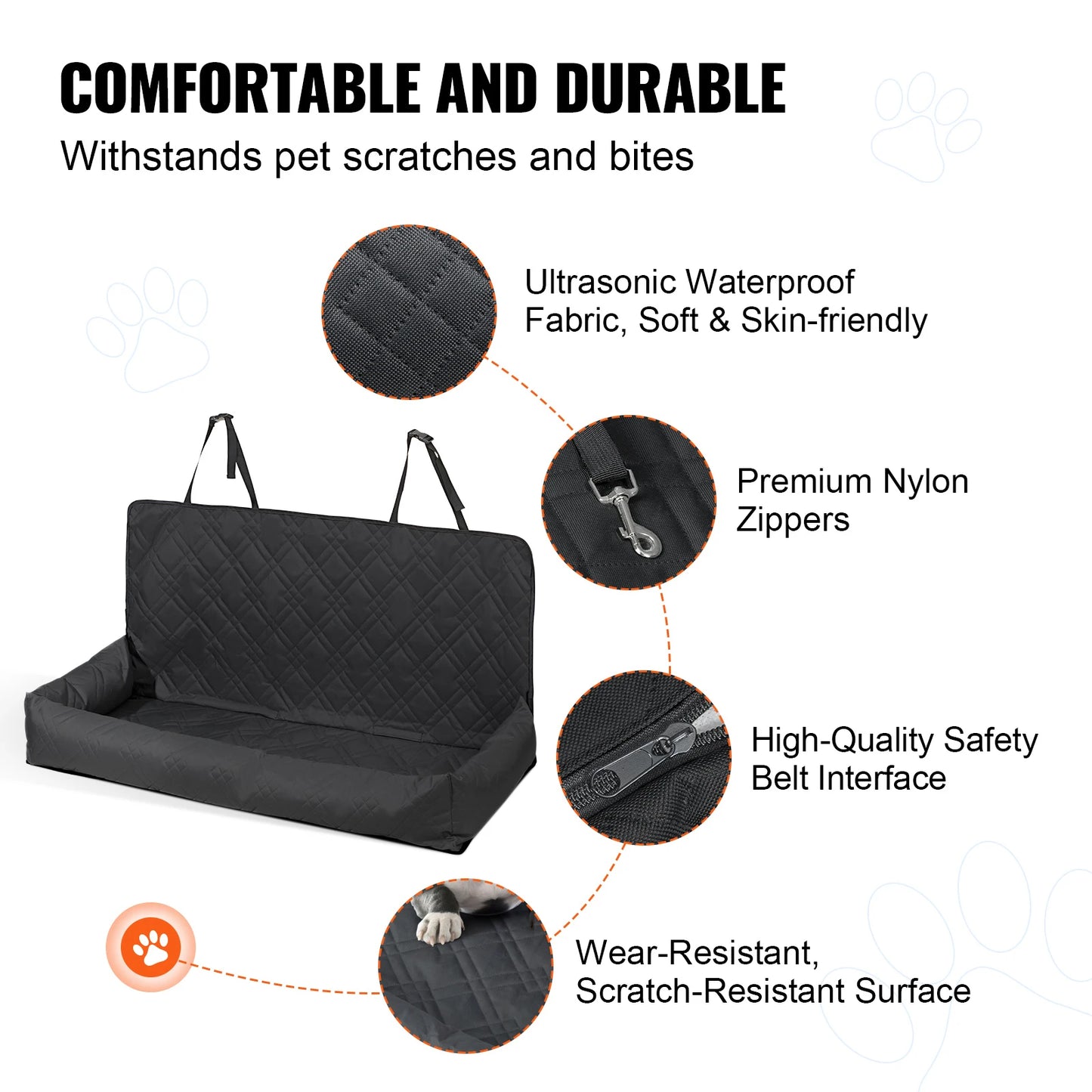 SucceBuy Waterproof Dog Car Booster Seat With Safety Leash For Medium Large Dogs