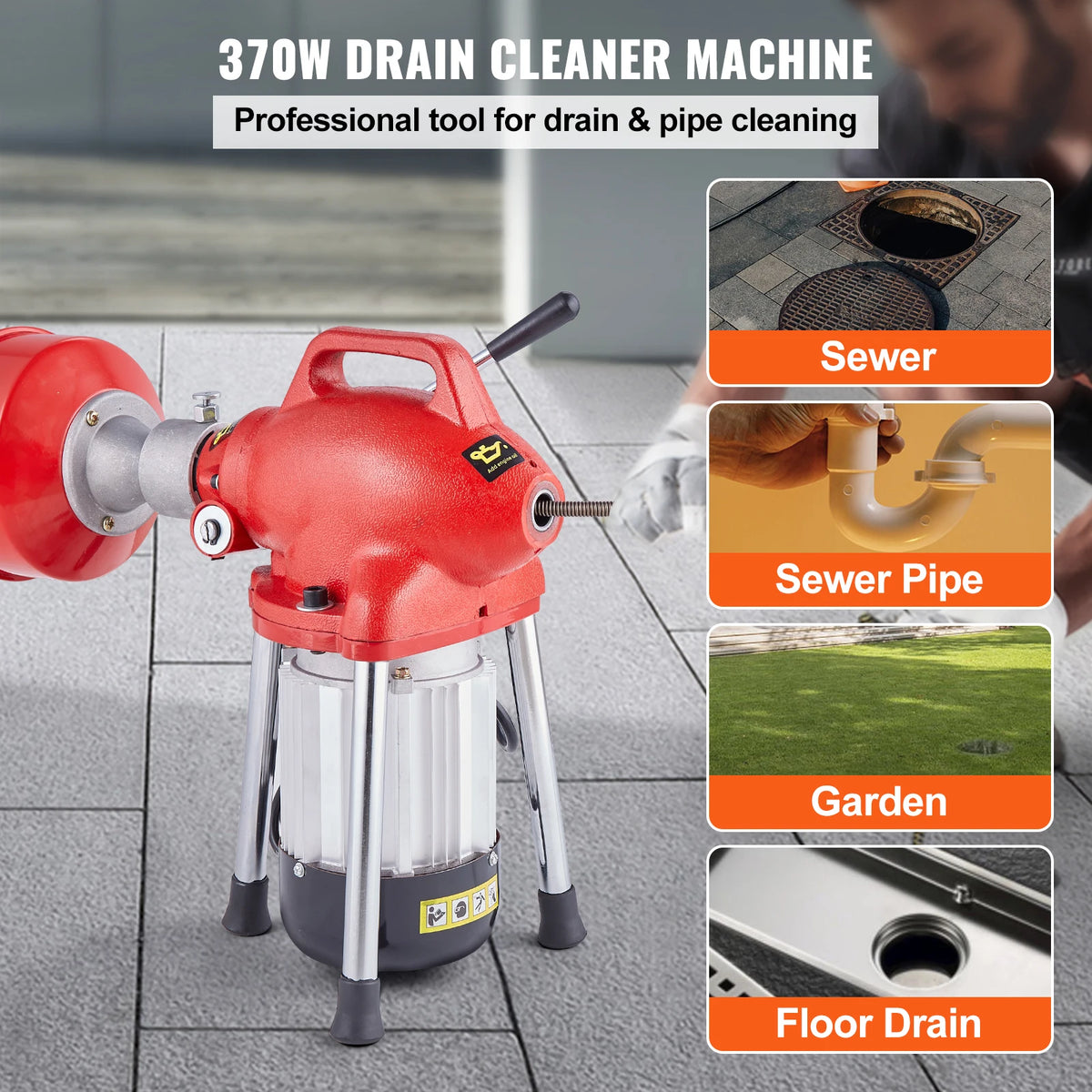 Vevor Electric Drain Cleaner Machine And Sewer Snake Auger