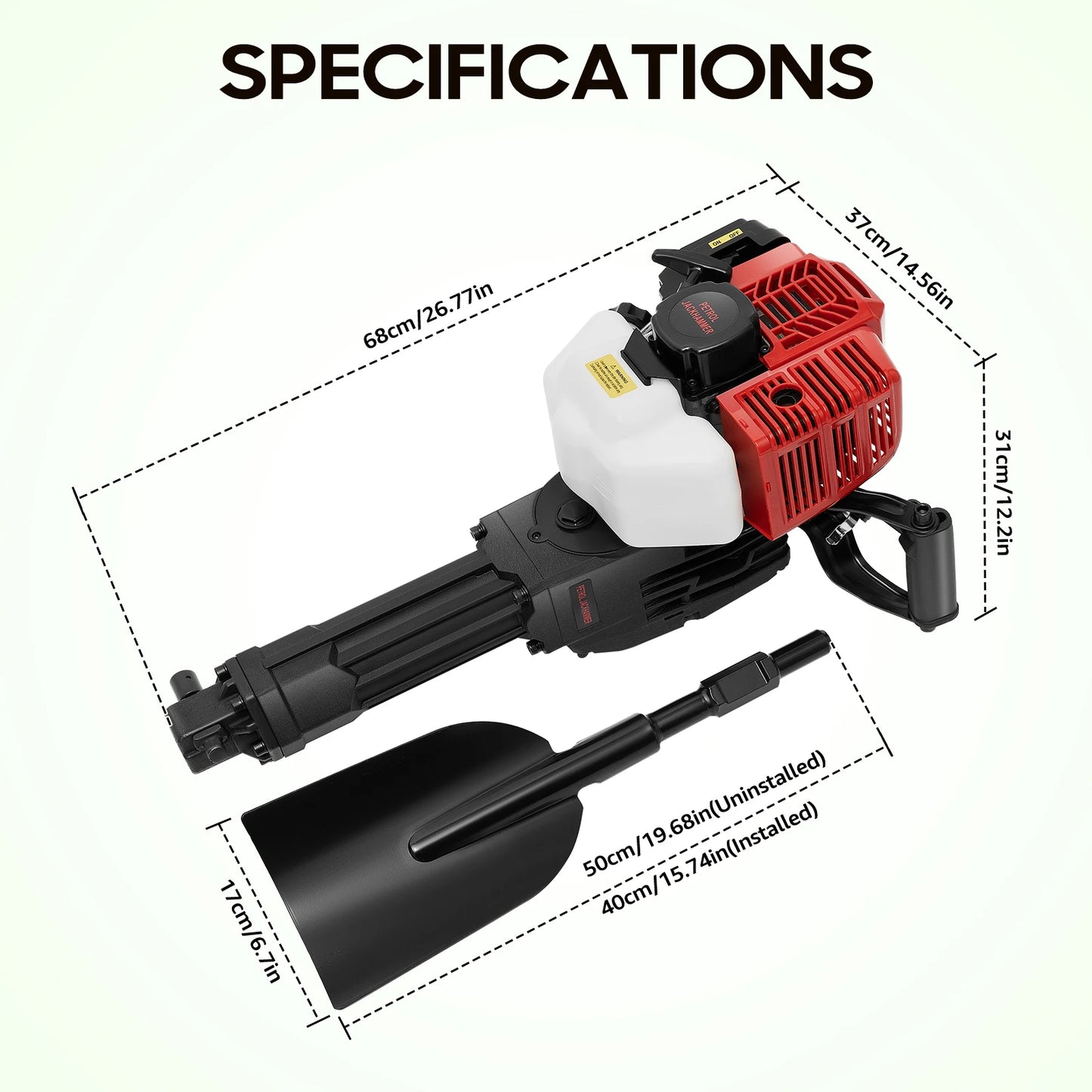 Bymaocar 1900W Gas Powered Garden Tree Digger Excavator 2 Stroke Roots