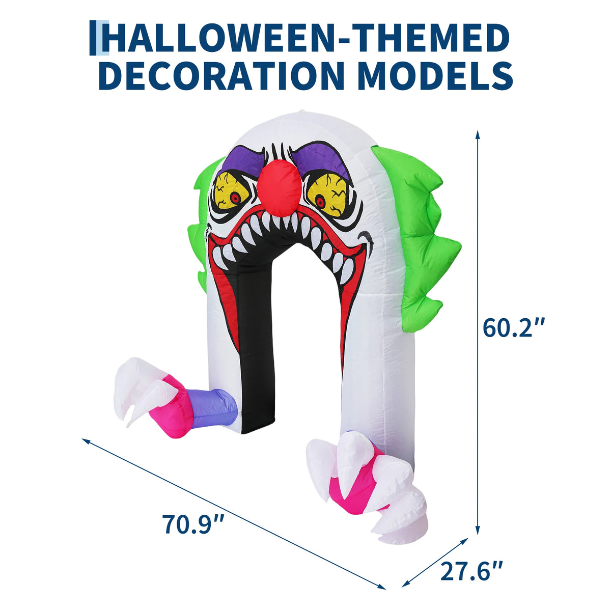 180cm LED Light Up Inflatable Halloween Clown Arch Scary Outdoor Yard Decoration for Lawn and Garden Weather Resistant Blow Up Holiday Party Spooky Night Display Prop Supplies Pet and Home Outlet