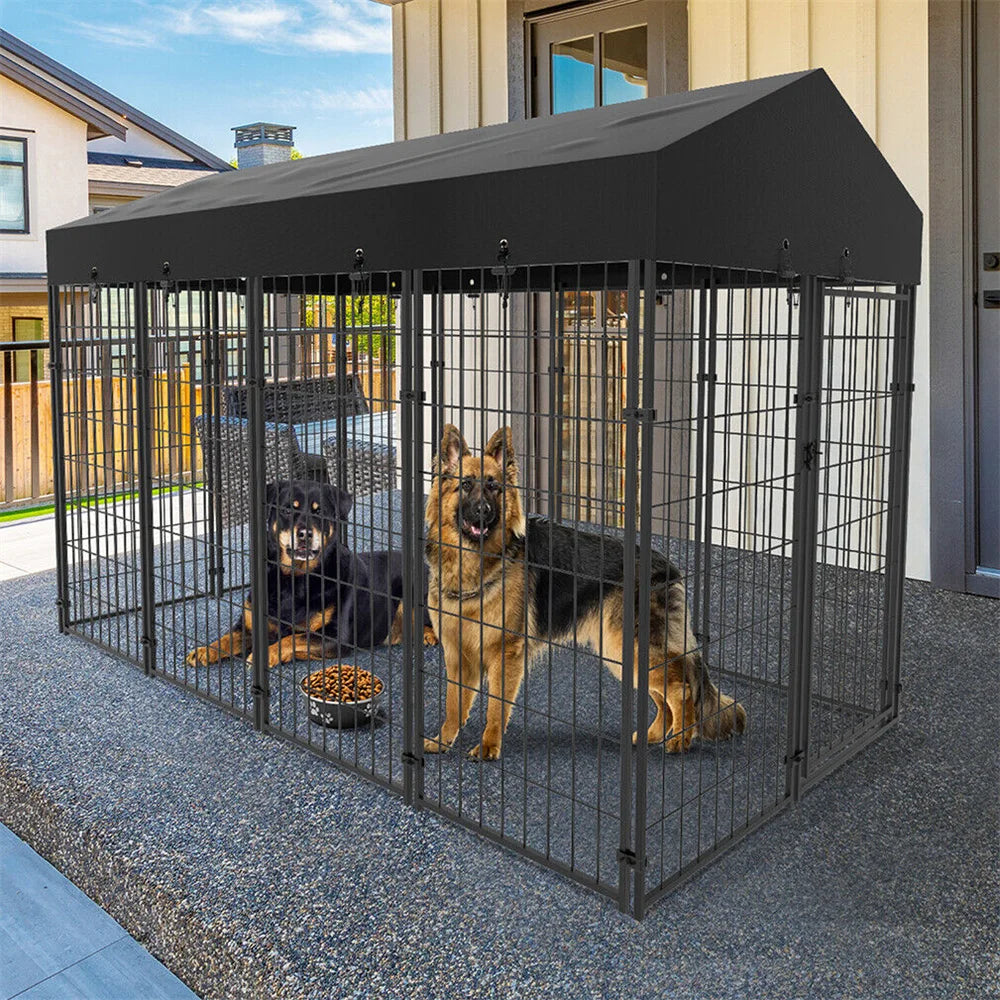 Borwart Heavy Duty Welded Metal Dog Kennel With Roof Cover