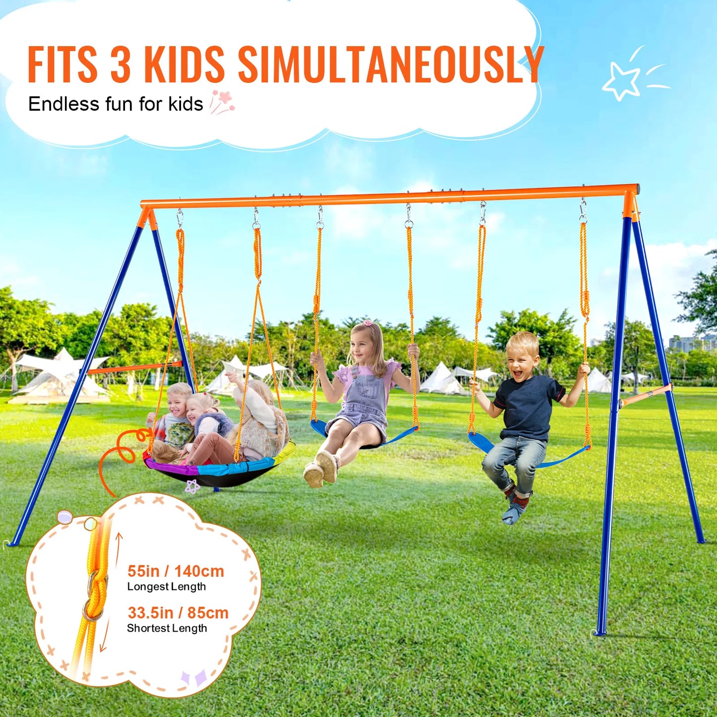 SucceBuy Backyard Swing Set With 600 Lb Capacity And Seats
