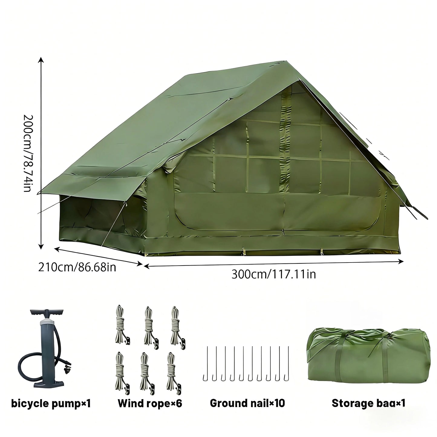 Pakicetus Inflatable Tent With Skylight Quick Setup Family Outdoor Tent
