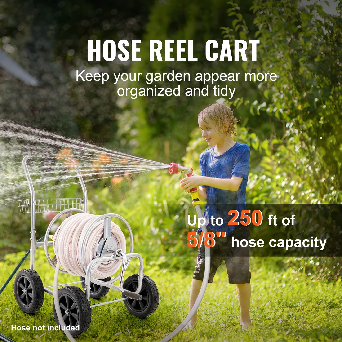 SucceBuy Hose Reel Cart Heavy Duty Garden With Basket And Roll