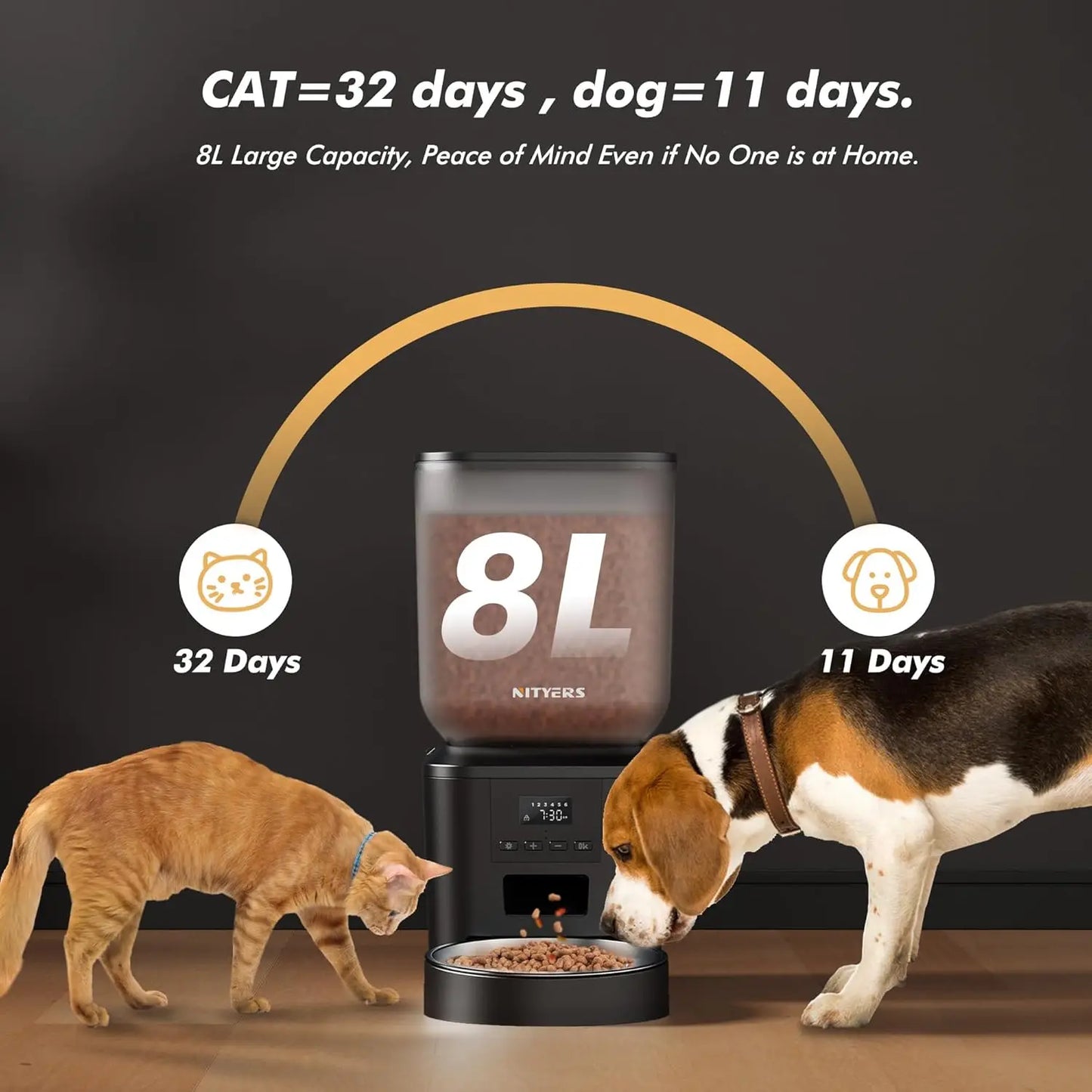 Nityers Automatic Pet Feeder With Voice Recorder And Key Control
