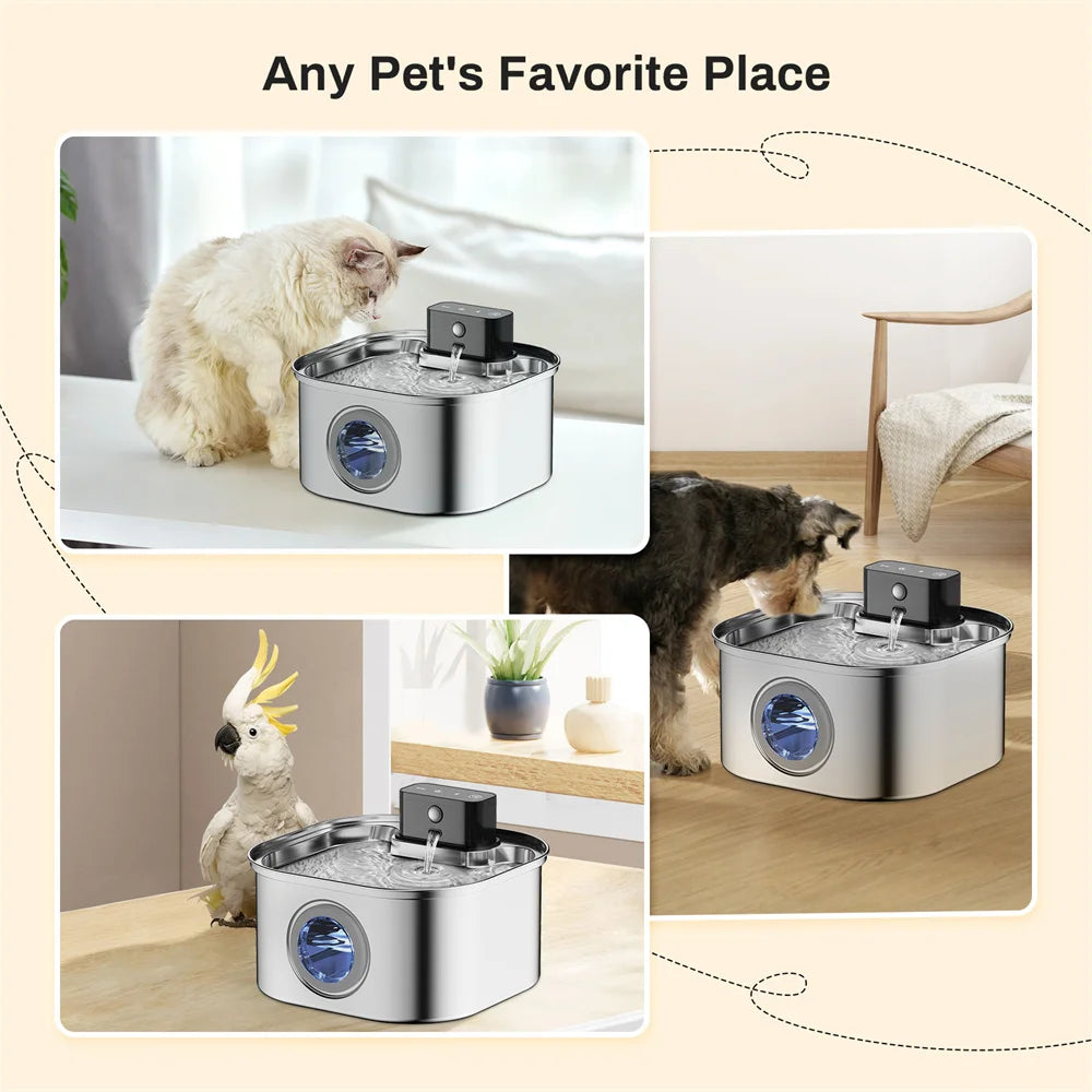 Weomg Rechargeable Stainless Steel Pet Water Fountain