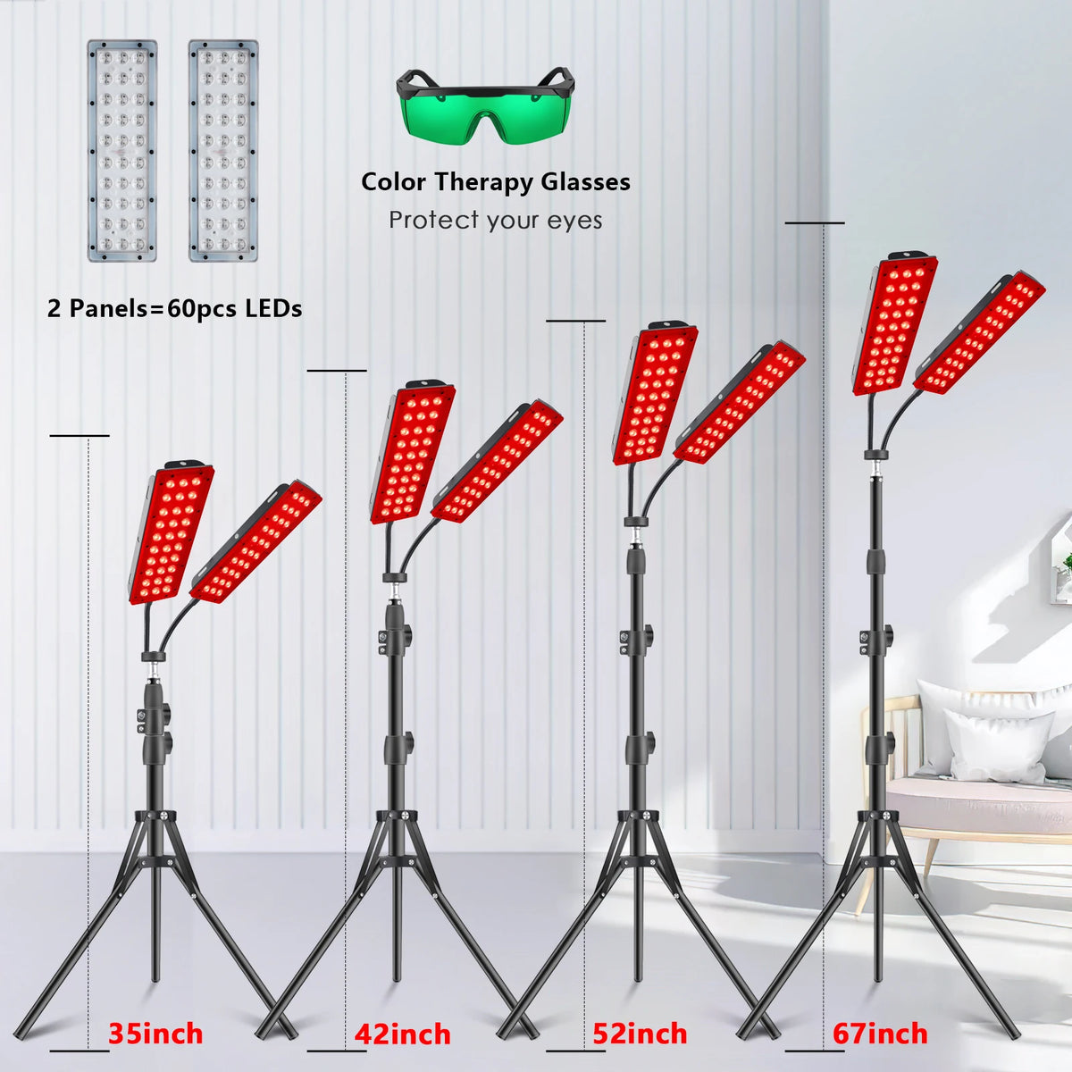 Astarexin Red Light Therapy Panel, 660nm & 850nm Dual-head Infrared LED Light Lamps for Full Body Use, Home Light Device for Face, Body & Daily Wellness Pet and Home Outlet