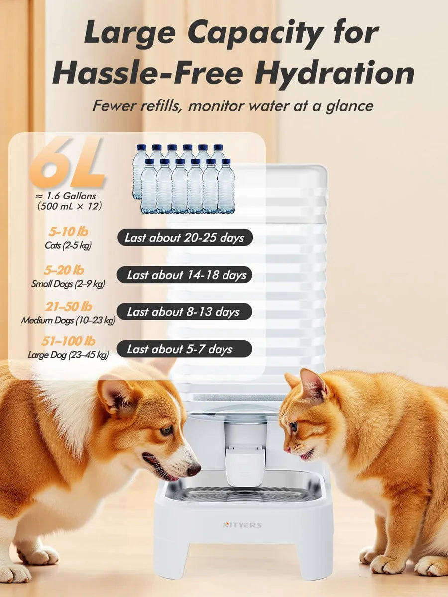 Nityers Gravity Pet Water Dispenser With Steel Tray For Dogs