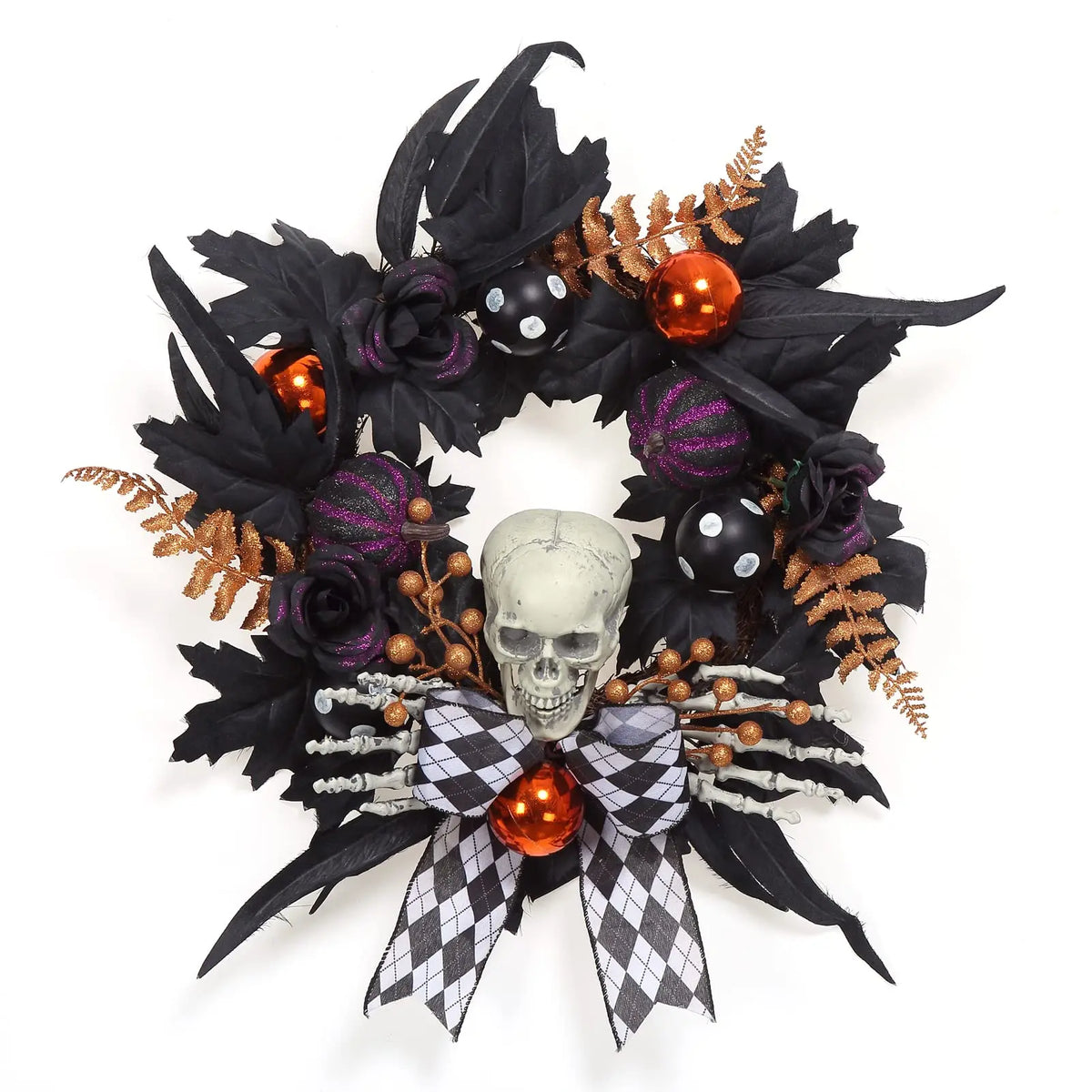 2026 Halloween Wreaths for Front Door, 20" Gothic Skeleton Wreath Pet and Home Outlet