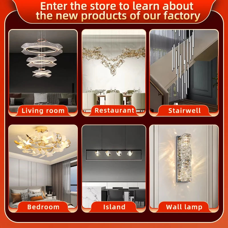 Yingxuan Loft Pendant Crystal Chandelier For Dining Room Lighting