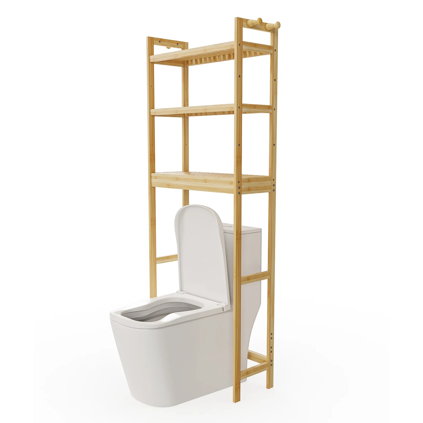 Three Tier Bamboo Over Toilet Bathroom Storage Rack